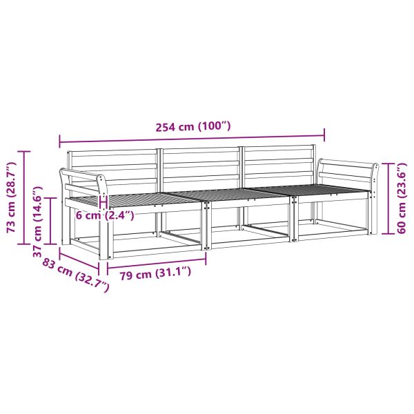 Комплект дивани за открито 3 pcs Естествен