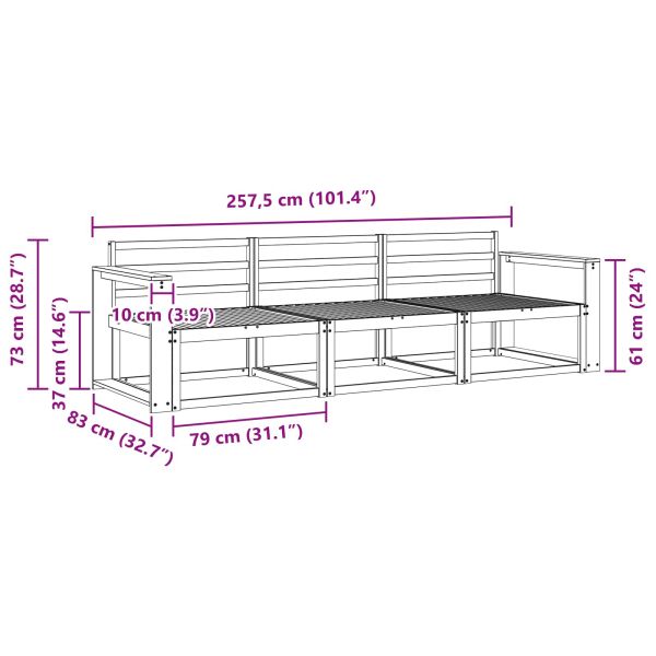 Комплект дивани за открито 3 pcs Естествен