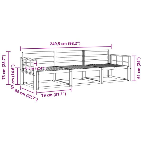 Комплект дивани за открито 3 pcs Естествен