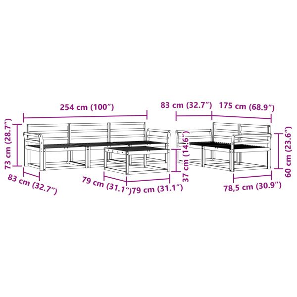 Комплект дивани за открито 6 pcs Естествен