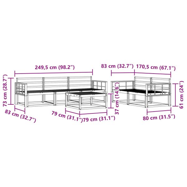 Комплект дивани за открито 6 pcs Естествен