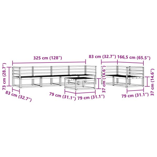 Комплект дивани за открито 7 pcs Естествен