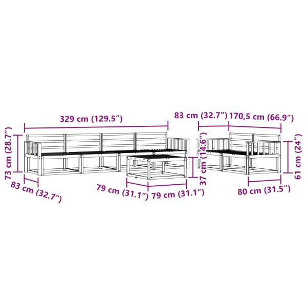 Комплект дивани за открито 7 pcs Естествен