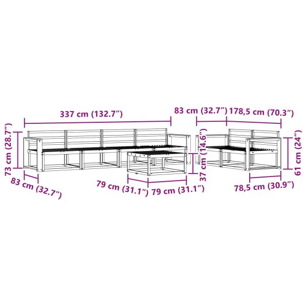 Комплект дивани за открито 7 pcs Естествен