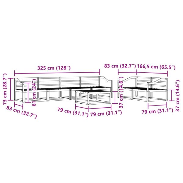 Комплект дивани за открито 7 pcs Естествен