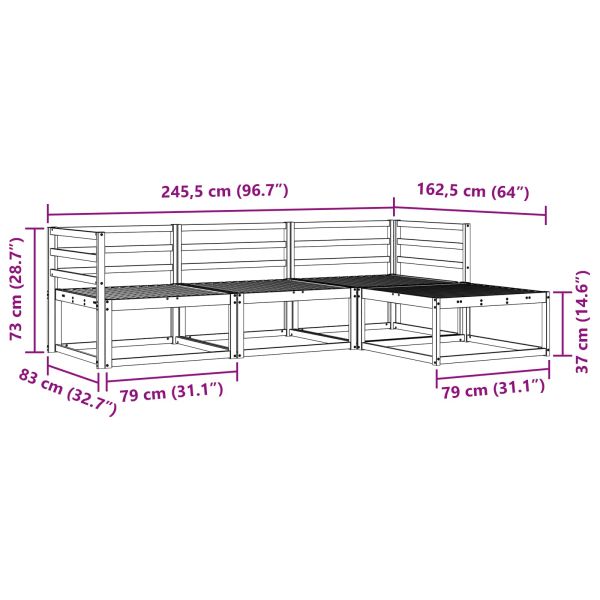 Комплект дивани за открито 4 pcs Естествен