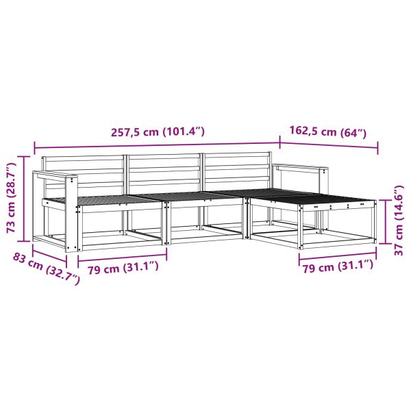 Комплект дивани за открито 4 pcs Естествен