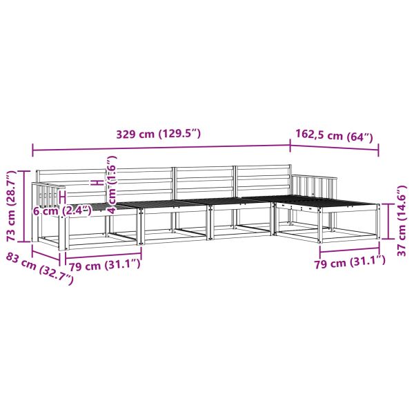 Комплект дивани за открито 5 pcs Естествен