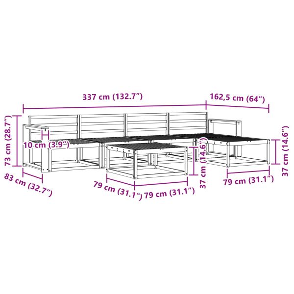 Комплект дивани за открито 6 pcs Естествен