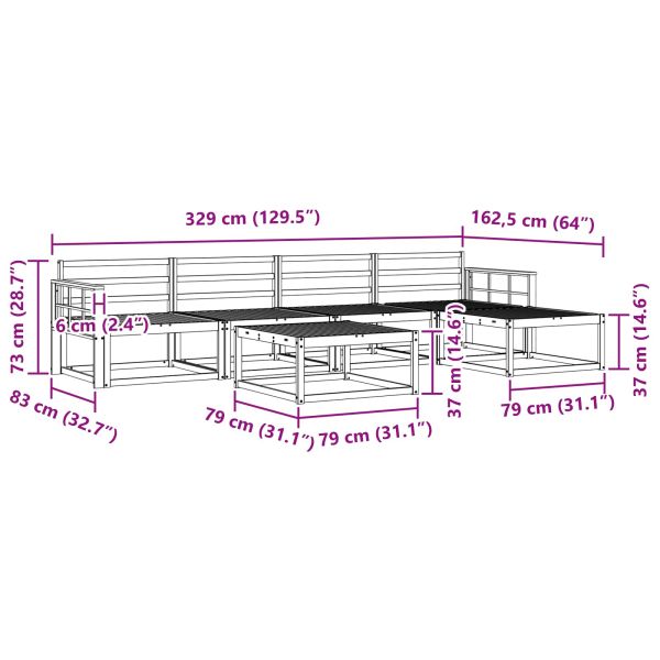 Комплект дивани за открито 6 pcs Естествен