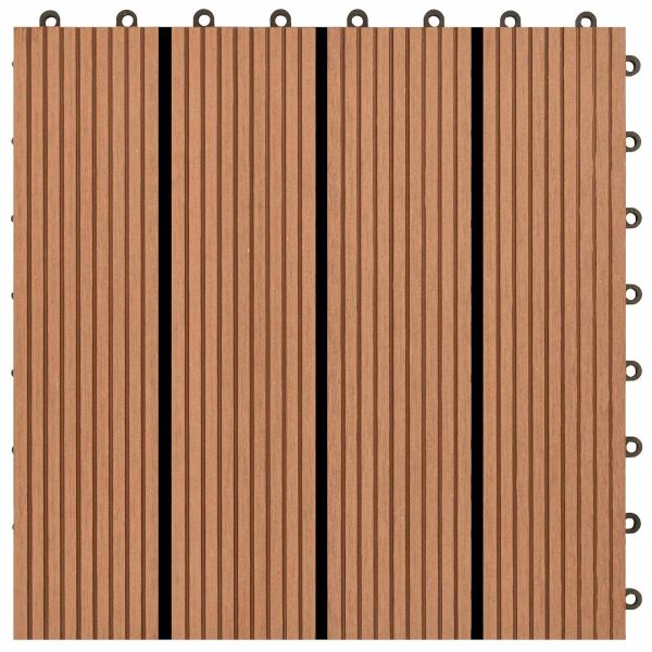 Плочка за decking 11 pcs Кафяво 30 x 30 cm WPC