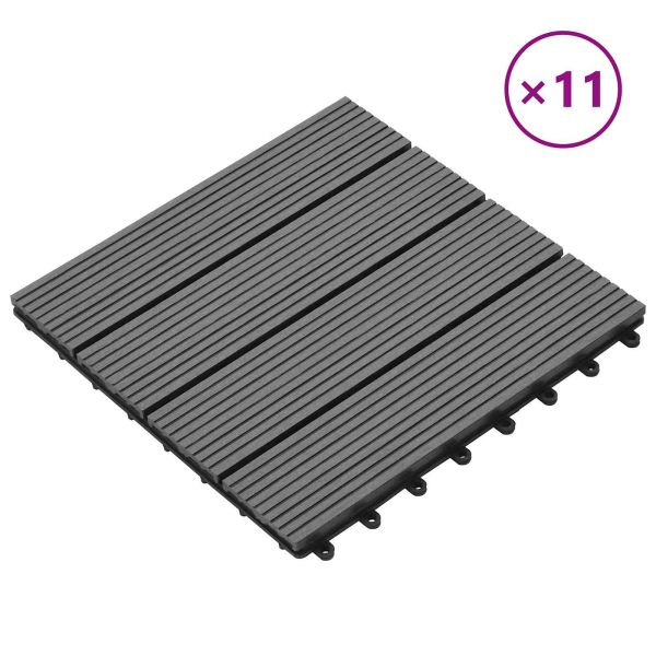 Плочка за decking 11 pcs Сив 30 x 30 cm WPC