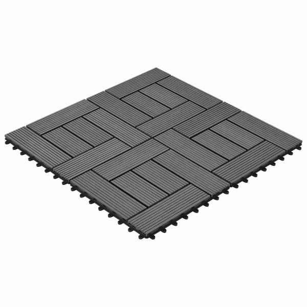 Плочка за decking 11 pcs Сив 30 x 30 cm WPC