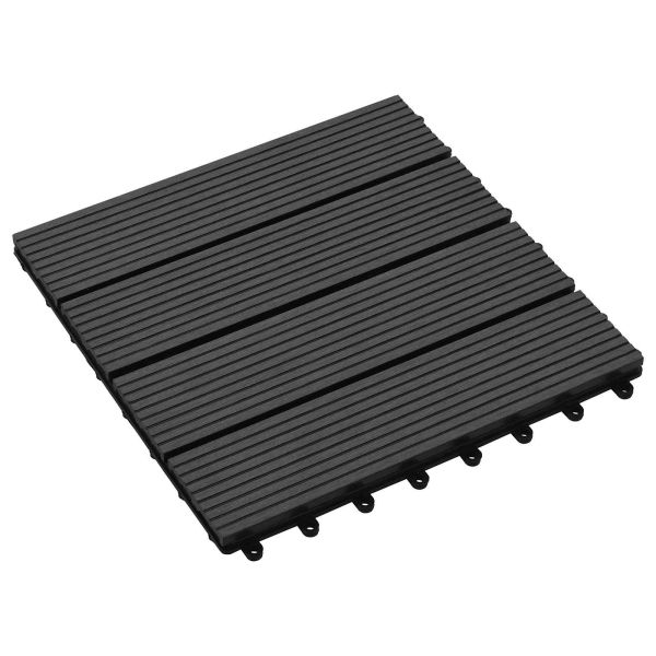 Плочка за decking 11 pcs Черен 30 x 30 cm WPC
