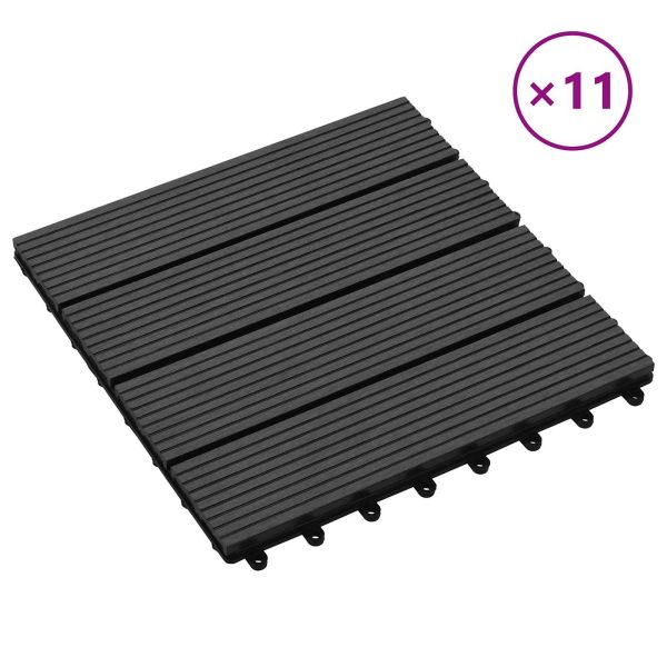 Плочка за decking 11 pcs Черен 30 x 30 cm WPC
