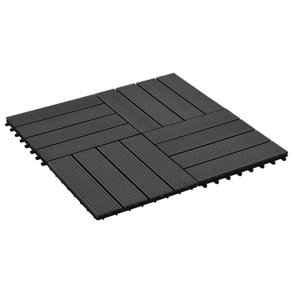 Плочка за decking 11 pcs Черен 30 x 30 cm WPC