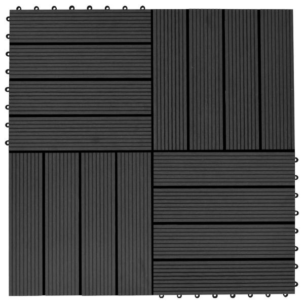 Плочка за decking 11 pcs Черен 30 x 30 cm WPC