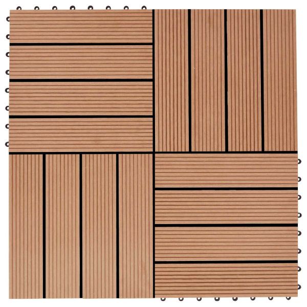 Плочка за decking 11 pcs Тик 30 x 30 cm WPC