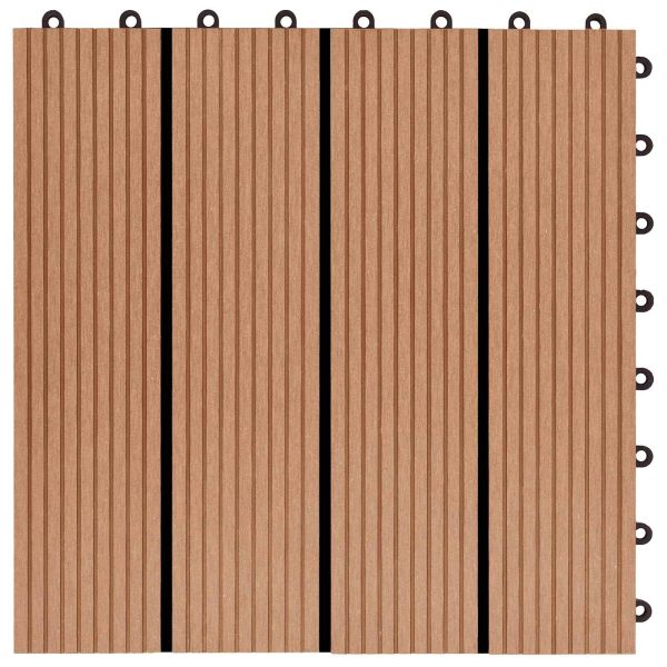Плочка за decking 11 pcs Тик 30 x 30 cm WPC