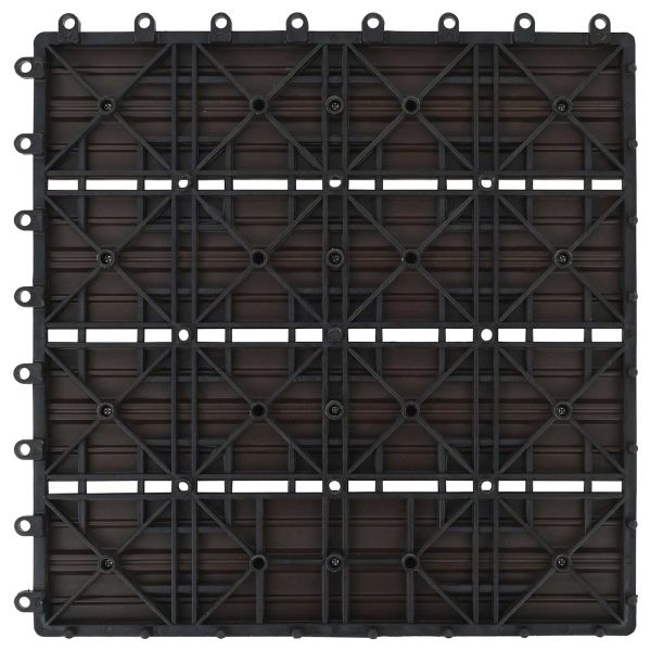 Плочка за decking 11 pcs Тъмен кафяв 30 x 30 cm WPC