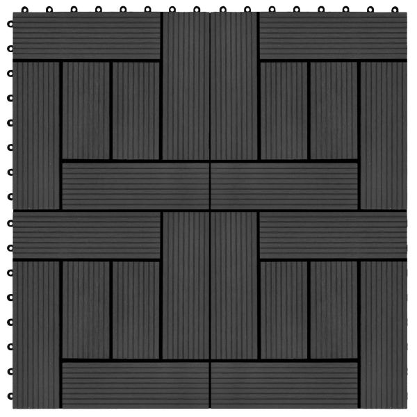Плочка за decking 11 pcs Черен 30 x 30 cm WPC