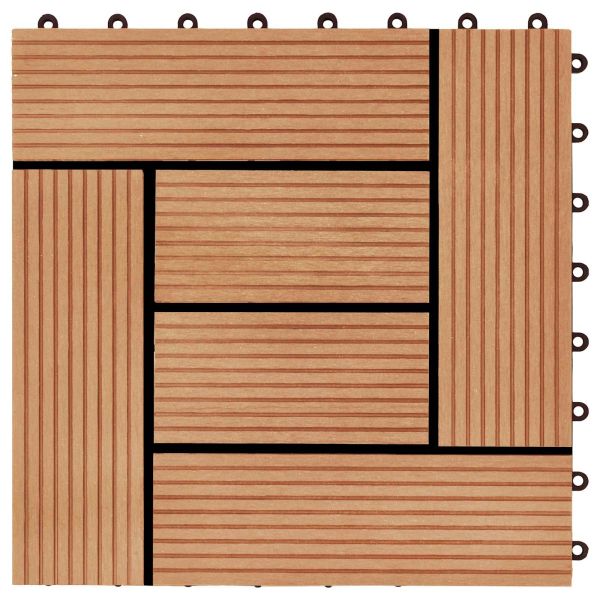 Плочка за decking 11 pcs Тик 30 x 30 cm WPC