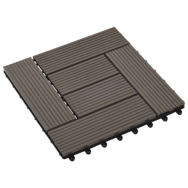 Плочка за decking 11 бр. Тъмен кафяв 30 x 30 cm WPC