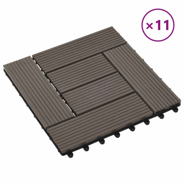 Плочка за decking 11 бр. Тъмен кафяв 30 x 30 cm WPC