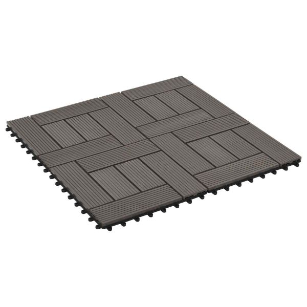 Плочка за decking 11 бр. Тъмен кафяв 30 x 30 cm WPC