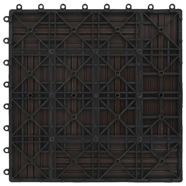 Плочка за decking 11 бр. Тъмен кафяв 30 x 30 cm WPC