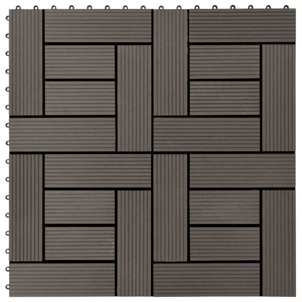 Плочка за decking 11 бр. Тъмен кафяв 30 x 30 cm WPC