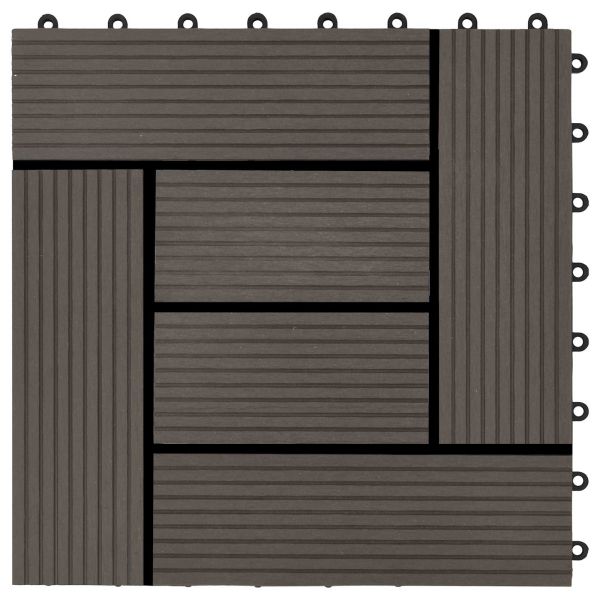 Плочка за decking 11 бр. Тъмен кафяв 30 x 30 cm WPC