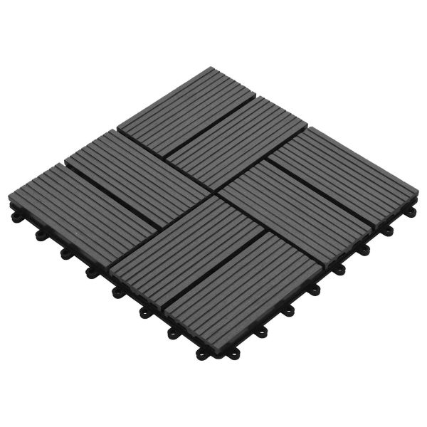 Плочка за decking 11 pcs Сив 30 x 30 cm WPC