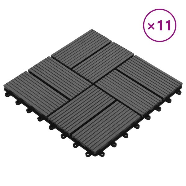 Плочка за decking 11 pcs Сив 30 x 30 cm WPC