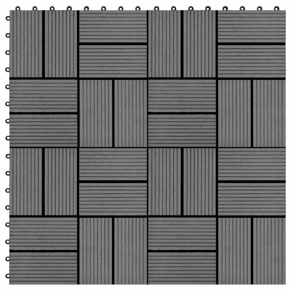 Плочка за decking 11 pcs Сив 30 x 30 cm WPC