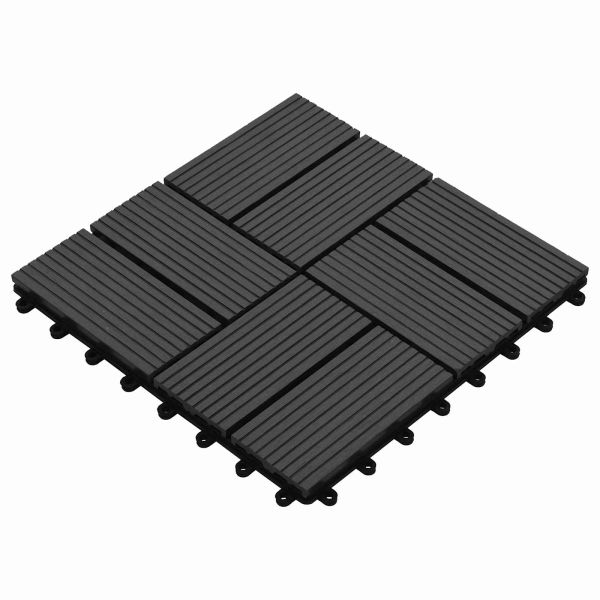 Плочка за decking 11 pcs Черен 30 x 30 cm WPC