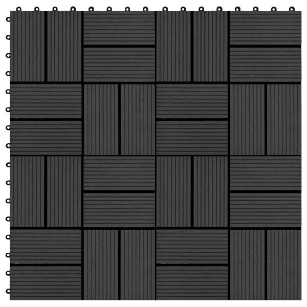 Плочка за decking 11 pcs Черен 30 x 30 cm WPC
