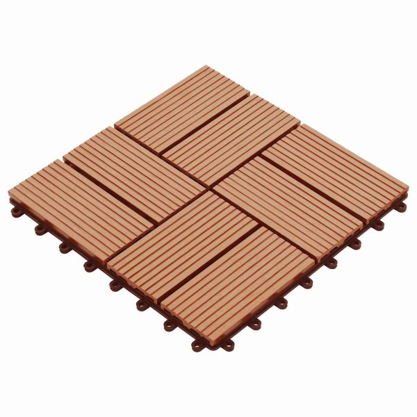 Плочка за decking 11 pcs Тик 30 x 30 cm WPC