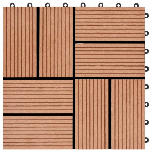 Плочка за decking 11 pcs Тик 30 x 30 cm WPC