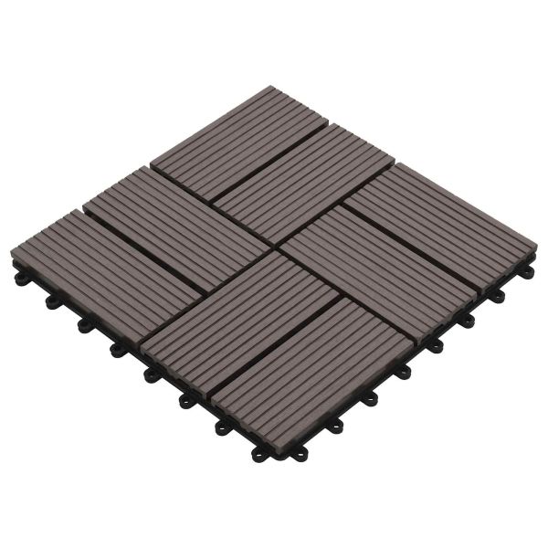 Плочка за decking 11 бр. Тъмен кафяв 30 x 30 cm WPC