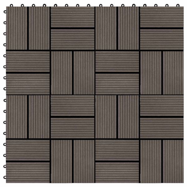 Плочка за decking 11 бр. Тъмен кафяв 30 x 30 cm WPC