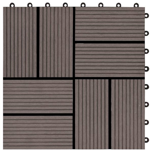 Плочка за decking 11 бр. Тъмен кафяв 30 x 30 cm WPC