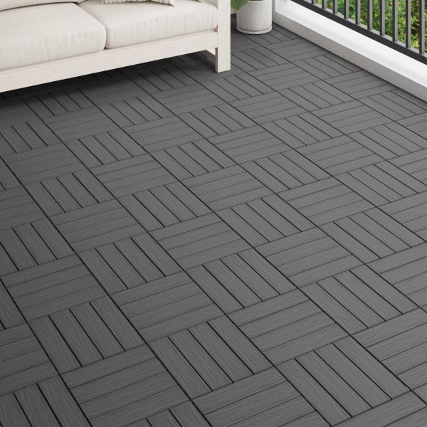 Плочка за decking 3D дизайн 11 бр. Черно 30 x 30 cm WPC