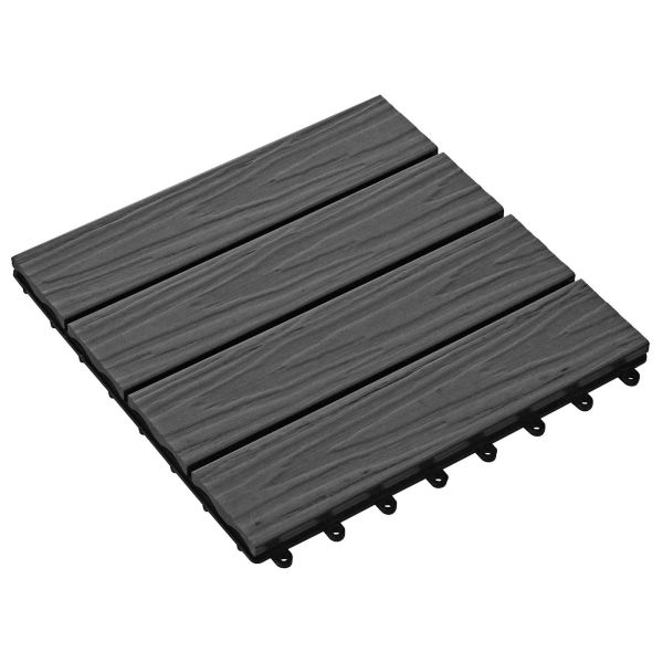 Плочка за decking 3D дизайн 11 бр. Черно 30 x 30 cm WPC