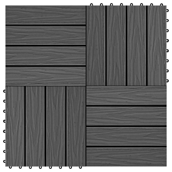 Плочка за decking 3D дизайн 11 бр. Черно 30 x 30 cm WPC