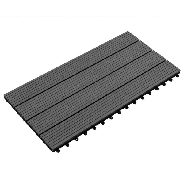 Плочка за decking 6 pcs Черен 60 x 30 cm WPC