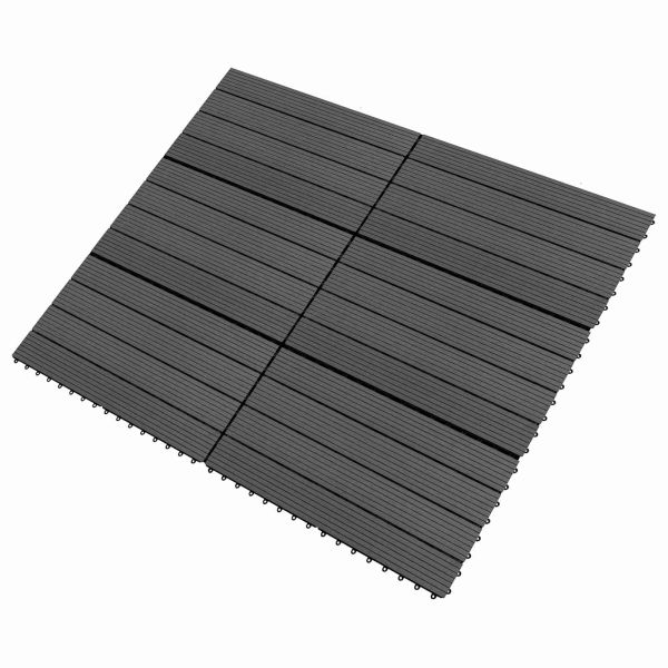 Плочка за decking 6 pcs Черен 60 x 30 cm WPC