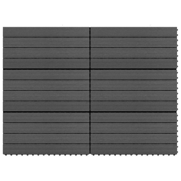 Плочка за decking 6 pcs Черен 60 x 30 cm WPC