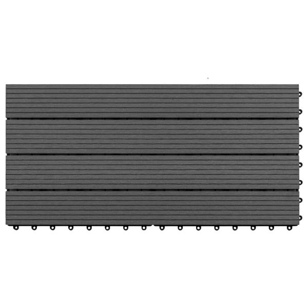 Плочка за decking 6 pcs Черен 60 x 30 cm WPC