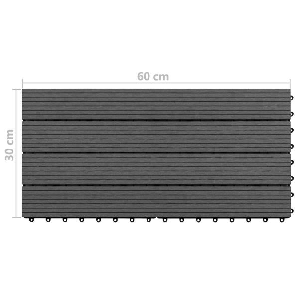 Плочка за decking 6 pcs Черен 60 x 30 cm WPC